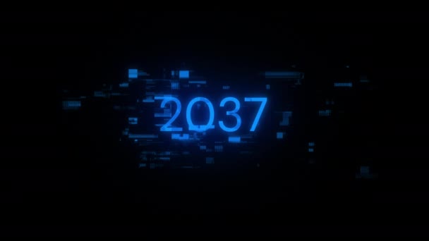 2037 Tekst Met Schermeffecten Van Technologische Storingen Spectaculaire Schermstoring Met — Stockvideo
