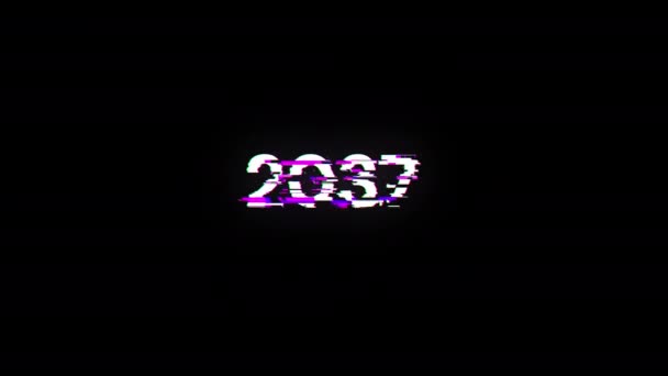 Текст 2037 Экранными Эффектами Технологических Сбоев Захватывающий Сбой Экрана Различными — стоковое видео