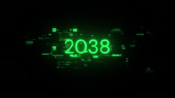 2038 Κείμενο Επιπτώσεις Οθόνη Των Τεχνολογικών Αποτυχιών Θεαματική Δυσλειτουργία Της — Αρχείο Βίντεο
