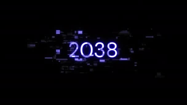 2038 Texte Avec Effets Écran Défaillances Technologiques Problème Écran Spectaculaire — Video