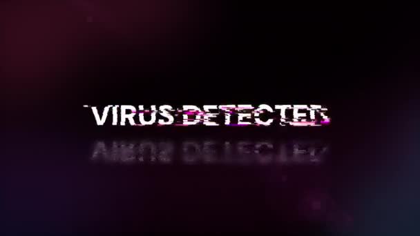 Virus Rilevato Testo Con Effetti Sullo Schermo Guasti Tecnologici Spettacolare — Video Stock