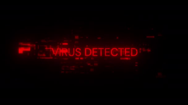 Vírus Detectado Texto Com Efeitos Tela Falhas Tecnológicas Falha Tela — Vídeo de Stock