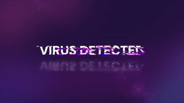 Virus Detected Text Screen Effects Technological Failures Spectacular Screen Glitch — Stock Video