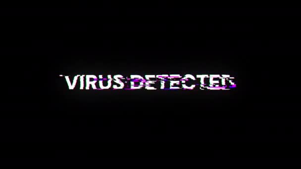 ウイルスは技術的障害のスクリーンエフェクトでテキストを検出しました さまざまな種類の干渉との壮大なスクリーン グリッチ ループド — ストック動画