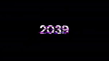 Teknolojik arızaların ekran efektleri içeren 2039 metni. Çeşitli parazitlerle muhteşem ekran arızası. Döngülü