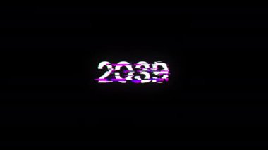 Teknolojik arızaların ekran efektleri içeren 2039 metni. Çeşitli parazitlerle muhteşem ekran arızası. Döngülü