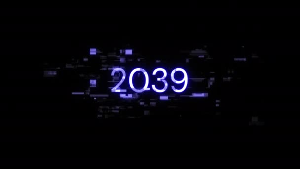 2039 Κείμενο Εφέ Οθόνης Των Τεχνολογικών Αποτυχιών Θεαματική Δυσλειτουργία Της — Αρχείο Βίντεο