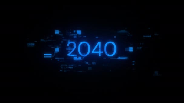 Text Roku 2040 Obrazovkovými Efekty Technologických Poruch Velkolepá Závada Obrazovce — Stock video