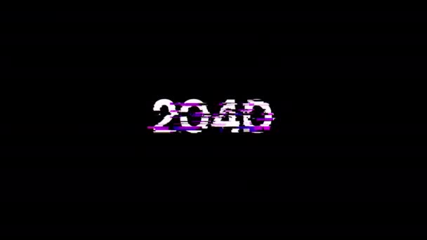 2040 Tekst Met Schermeffecten Van Technologische Storingen Spectaculaire Schermstoring Met — Stockvideo