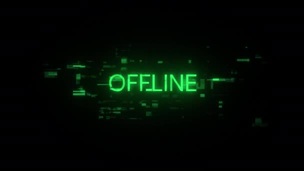Offline Text Mit Bildschirmeffekten Technologischen Versagens Spektakuläre Bildschirm Panne Mit — Stockvideo
