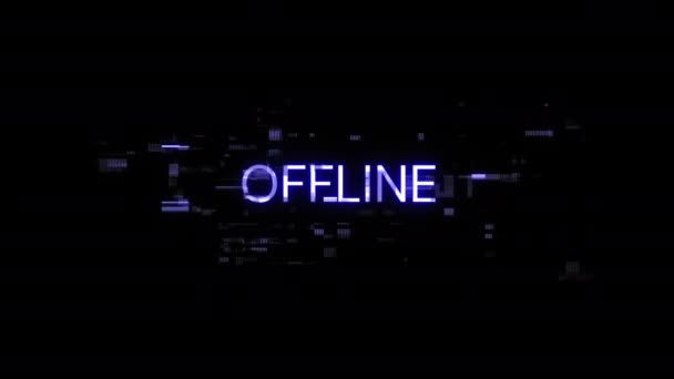Offline Tekst Met Schermeffecten Van Technologische Storingen Spectaculaire Schermstoring Met — Stockvideo