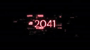 Teknolojik arızaların ekran efektleri içeren 2041 metni. Çeşitli parazitlerle muhteşem ekran arızası. Döngülü