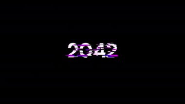 Teknolojik arızaların ekran efektleri içeren 2042 metni. Çeşitli parazitlerle muhteşem ekran arızası. Döngülü