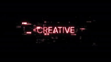 Teknolojik arızaların ekran etkilerine sahip yaratıcı metin. Çeşitli parazitlerle muhteşem ekran arızası. Döngülü