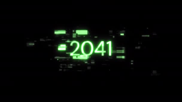 2041 Texte Avec Effets Écran Défaillances Technologiques Problème Écran Spectaculaire — Video