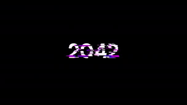 2042 Text Screen Effects Technological Failures Spectacular Screen Glitch Various — Stock Video