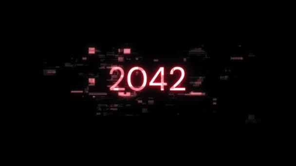 2042 Texte Avec Effets Écran Défaillances Technologiques Problème Écran Spectaculaire — Video
