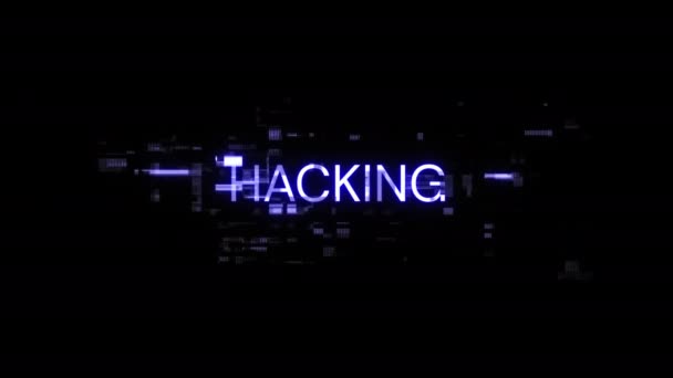 Hackear Texto Con Efectos Pantalla Fallas Tecnológicas Glitch Pantalla Espectacular — Vídeo de stock