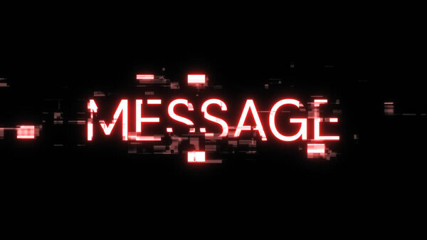 3D рендеринг текста сообщения с экранными эффектами технических сбоев. Захватывающий сбой экрана с различными видами помех