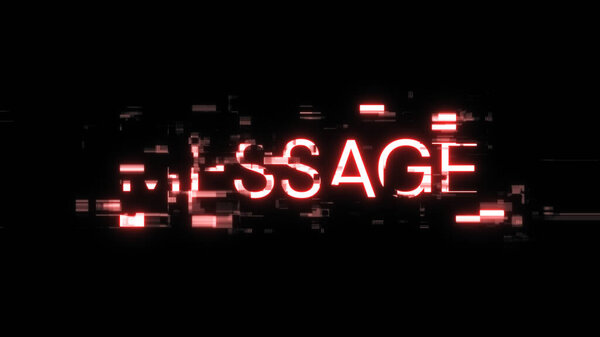 3D рендеринг текста сообщения с экранными эффектами технических сбоев. Захватывающий сбой экрана с различными видами помех