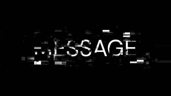 3D рендеринг текста сообщения с экранными эффектами технических сбоев. Захватывающий сбой экрана с различными видами помех