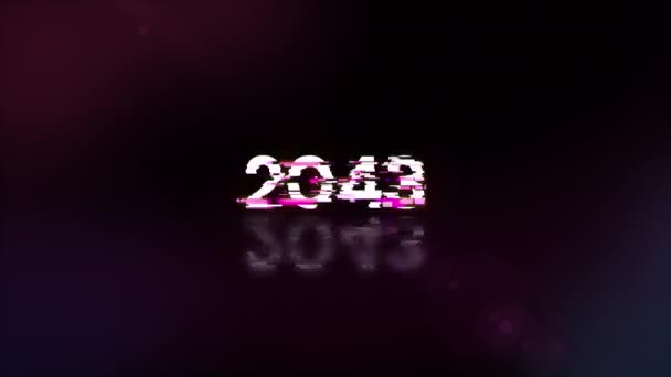 2043 Text Mit Bildschirmeffekten Von Technologischem Versagen Spektakuläre Bildschirm Panne — Stockvideo