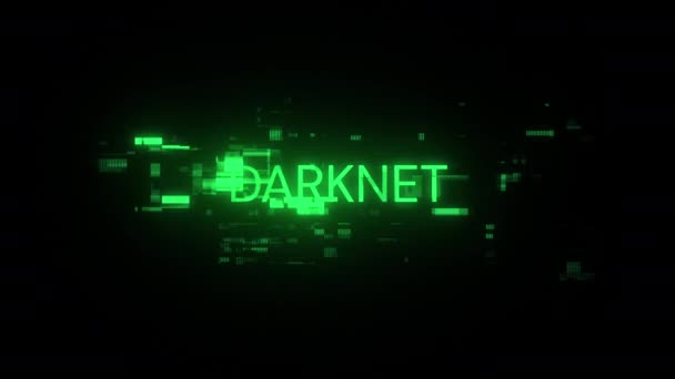 Texto Darknet Con Efectos Pantalla Fallos Tecnológicos Glitch Pantalla Espectacular — Vídeo de stock