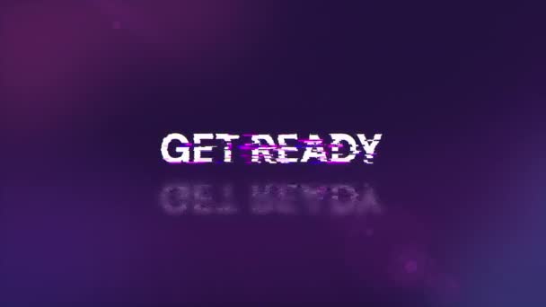 Get Ready Text Screen Effects Technological Failures Spectacular Screen Glitch — Stock Video