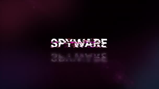 Texto Spyware Com Efeitos Tela Falhas Tecnológicas Falha Tela Espetacular — Vídeo de Stock