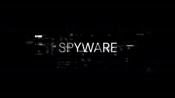 Texto Spyware Con Efectos Pantalla Fallos Tecnológicos Glitch Pantalla Espectacular — Vídeos de Stock