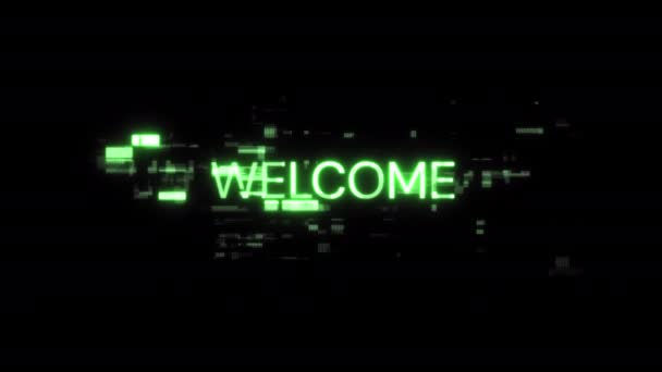 Welcome Text Screen Effects Technological Failures Spectacular Screen Glitch Various — Stock Video