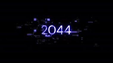Teknolojik arızaların ekran efektleri içeren 2044 metni. Çeşitli parazitlerle muhteşem ekran arızası. Döngülü