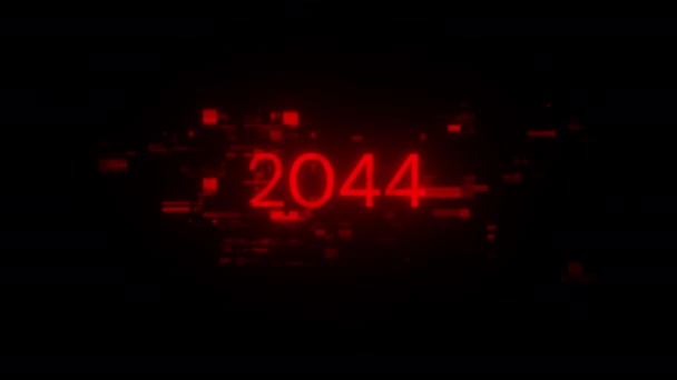 2044 Szöveg Technológiai Hibák Kijelzőhatásaival Látványos Képernyőhiba Különböző Interferenciákkal Hurok — Stock videók