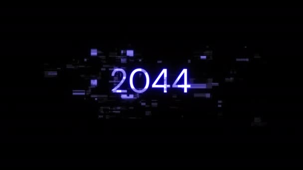 2044 Testo Con Effetti Sullo Schermo Guasti Tecnologici Spettacolare Guasto — Video Stock