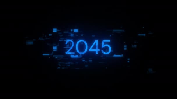 2045 Tekst Met Schermeffecten Van Technologische Storingen Spectaculaire Schermstoring Met — Stockvideo