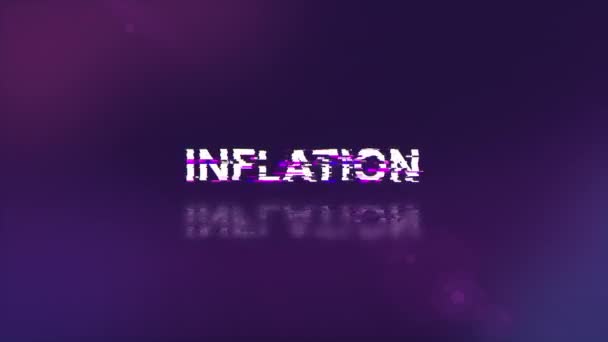 Inflatietekst Met Schermeffecten Van Technologische Storingen Spectaculaire Schermstoring Met Verschillende — Stockvideo