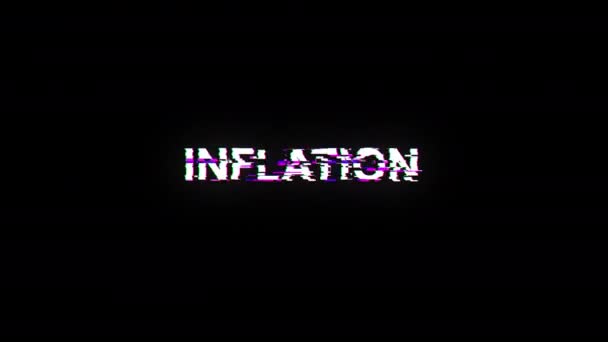 Texto Inflación Con Efectos Pantalla Fallos Tecnológicos Glitch Pantalla Espectacular — Vídeo de stock