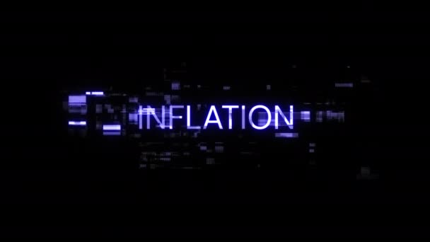 Inflatietekst Met Schermeffecten Van Technologische Storingen Spectaculaire Schermstoring Met Verschillende — Stockvideo