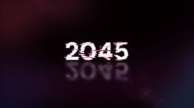 Teknolojik arızaların ekran efektleriyle 2045 metni hazırlamak. Çeşitli parazitlerle muhteşem ekran arızası