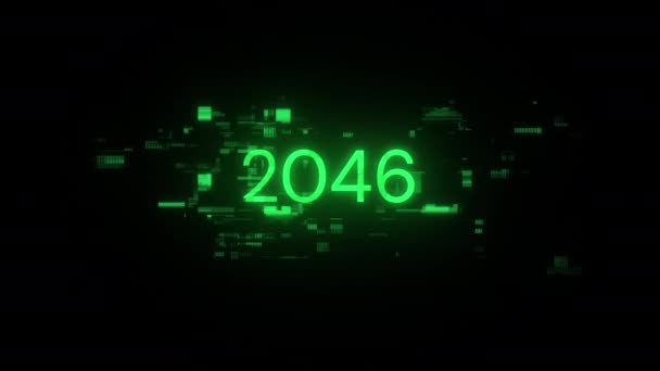 2046 Tekst Met Schermeffecten Van Technologische Storingen Spectaculaire Schermstoring Met — Stockvideo