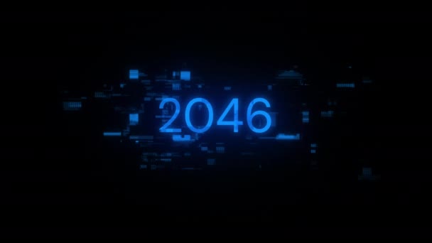 2046 Text Obrazovkovými Efekty Technologických Poruch Velkolepá Závada Obrazovce Různými — Stock video