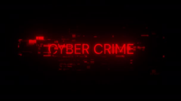 Tekst Dotyczący Cyberprzestępczości Efektami Ekranowymi Awarii Technologicznych Spektakularna Usterka Ekranu — Wideo stockowe
