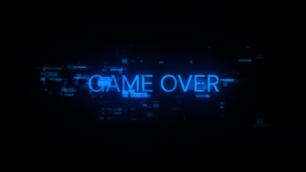 Game Text Screen Effects Technological Failures Spectacular Screen Glitch Various — Stock Video
