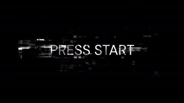 Press Start Text Screen Effects Technological Failures Spectacular Screen Glitch — Stock Video