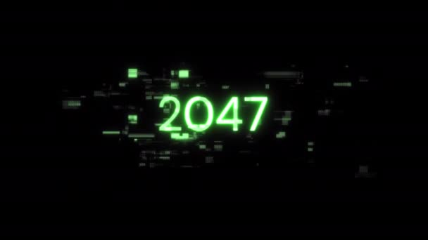 2047 Texte Avec Effets Écran Défaillances Technologiques Problème Écran Spectaculaire — Video