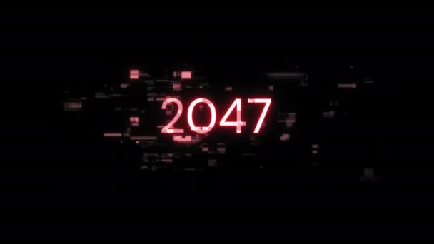 2047 Text Obrazovkovými Efekty Technologických Poruch Velkolepá Závada Obrazovce Různými — Stock video