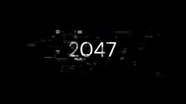 2047 Text Obrazovkovými Efekty Technologických Poruch Velkolepá Závada Obrazovce Různými — Stock video