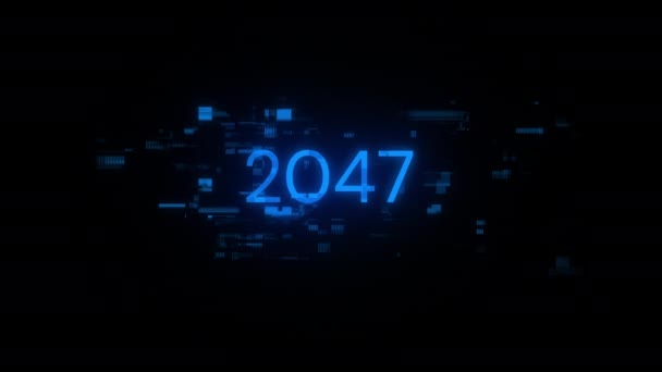 2047 Tekst Met Schermeffecten Van Technologische Storingen Spectaculaire Schermstoring Met — Stockvideo