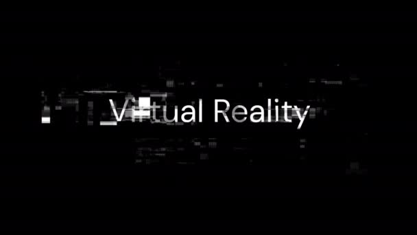 Text Virtuální Reality Efekty Obrazovky Technologických Poruch Velkolepá Závada Obrazovce — Stock video