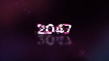 Teknolojik arızaların ekran efektleriyle 2047 metni oluşturuluyor. Çeşitli parazitlerle muhteşem ekran arızası